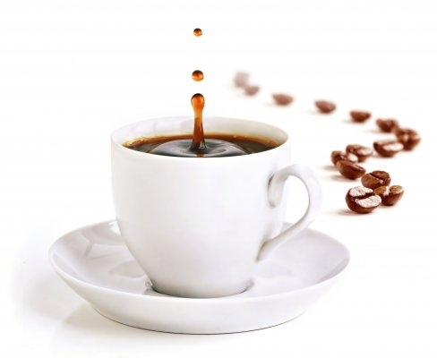 drip of coffee white coffee cup coffee beans white background drip coffee makers